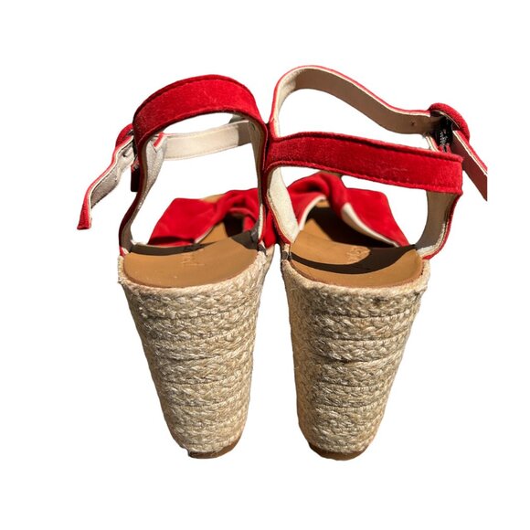 Paul Green Harper Red Suede Open Toe Platforms Espadrilles Heels Leather US 9 - Picture 4 of 6